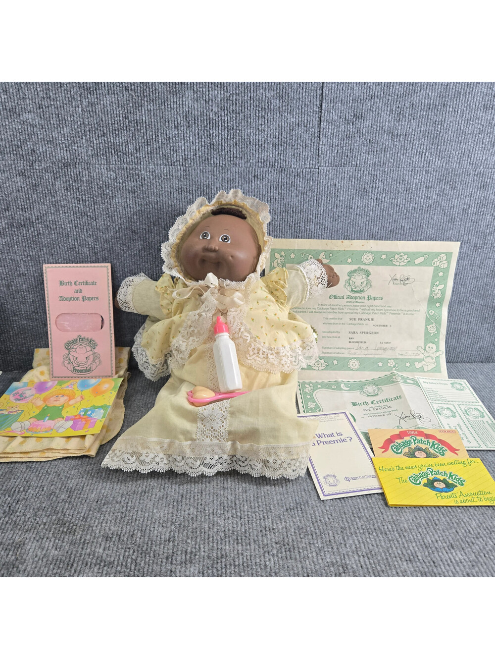 Cabbage Patch Kids 1982 Preemie Doll w/ Adoption Papers & Accessories